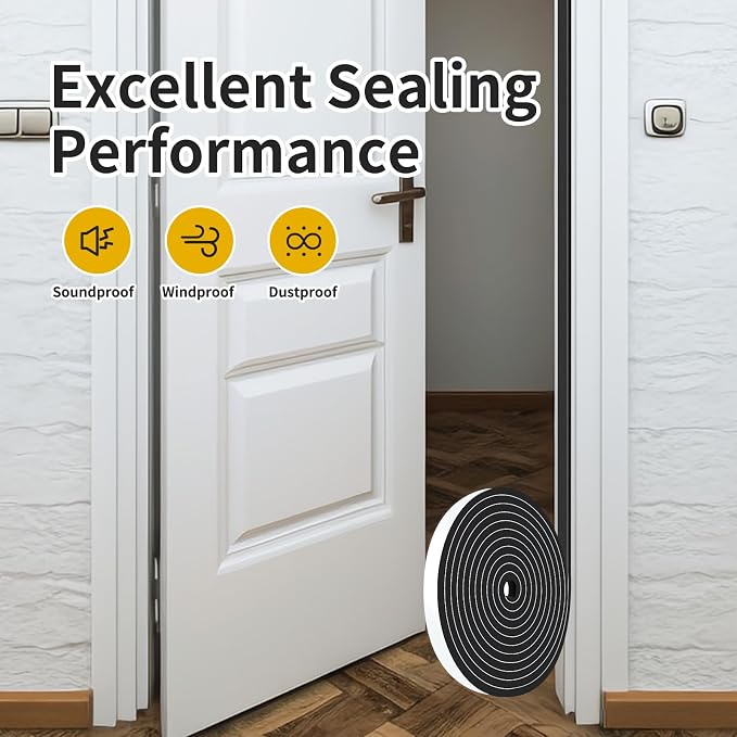 Door Weather Stripping, for Door and Window, 1/2 in x 1/4 in x 26Ft | Door Seal - Image 7
