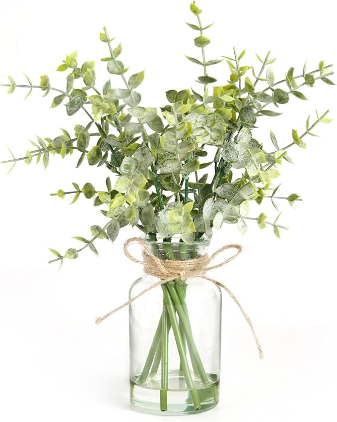 Muhanjia Artificial Eucalyptus Stems in Glass Vase by Muhanjia