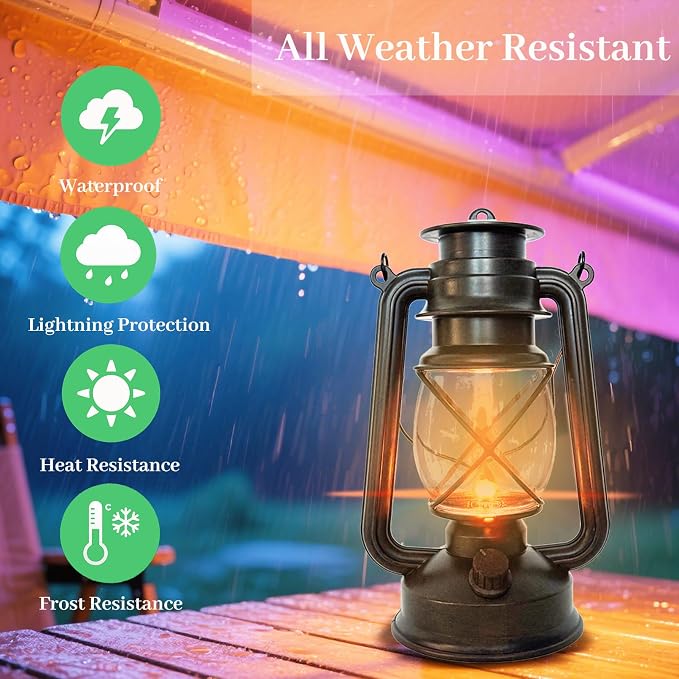 2 Pack LED Vintage Lantern Battery Powered Lanterns - Image 5