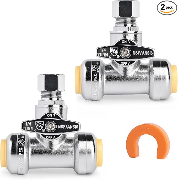 WiseWater 1/2 x 1/2 x 3/8 Inch Compression Tee Stop Valve | Heavy Duty by WiseWater