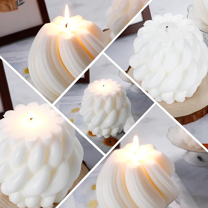 Threlaco 2 Pcs Decorative Pillar Candles Modern Aesthetic Knot Ball Swirl - Image 5