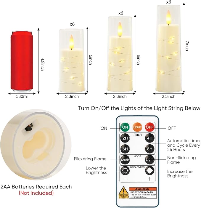 Raycare 18 Pcs Flameless Battery Operated Pillar Candles - Image 6