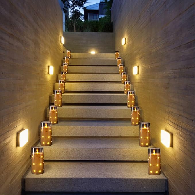 NURADA Flickering Flameless Candles: Built-in Star String Lights 3D Wick - Image 8