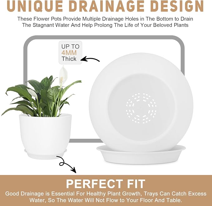 YNNICO Plant Pots 12/10/9 inch Set of 3, Flower Pots - Image 6