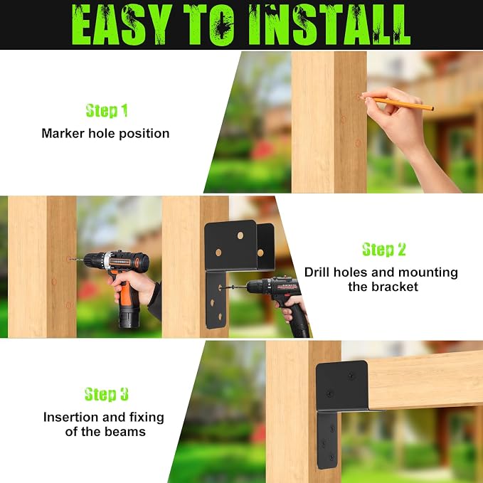4 Pcs Post Caps Tie Bracket for 2x4 2x6 Post, Roof Tie Header Hanger for - Image 6