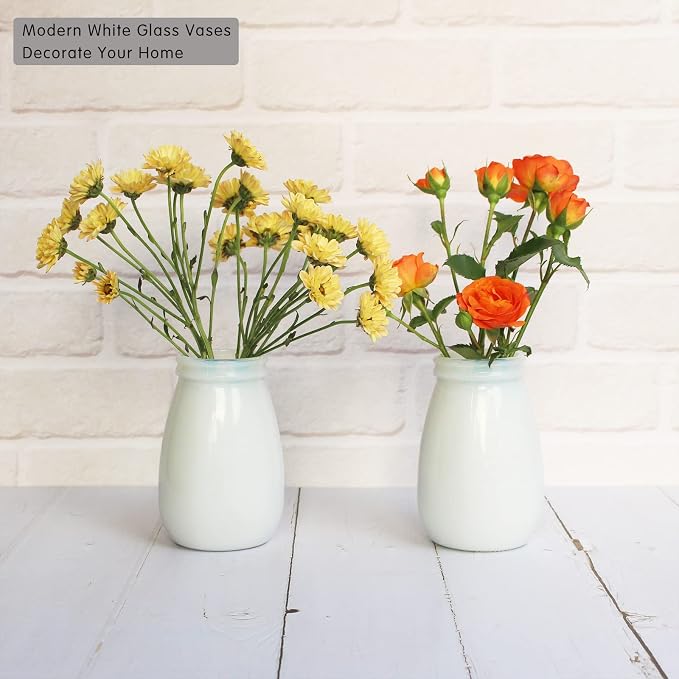 YANLING 6 Pack White Vase for Decor Small Ceramic Vase for Flowers | Bud Vases - Image 3