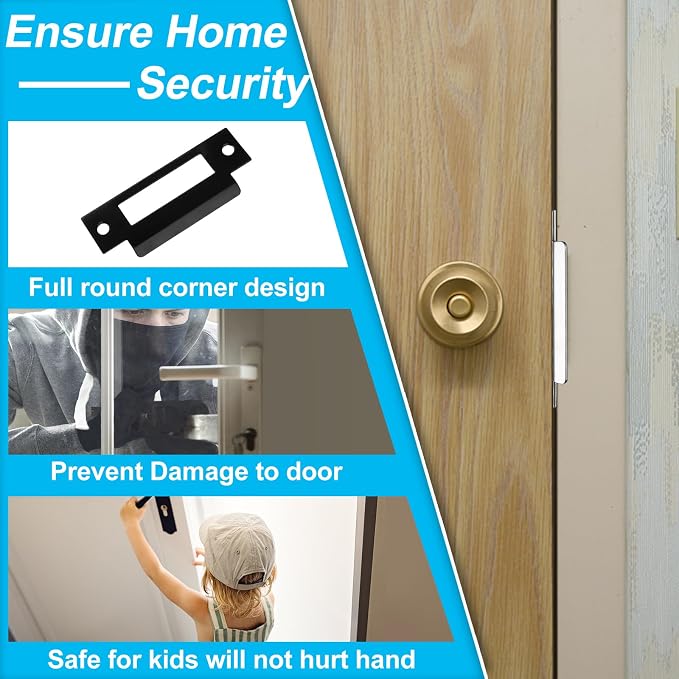 4Pcs 4-7/8" Universal Door Strike Plate Replacement Stainless Steel Plated Lock - Image 4