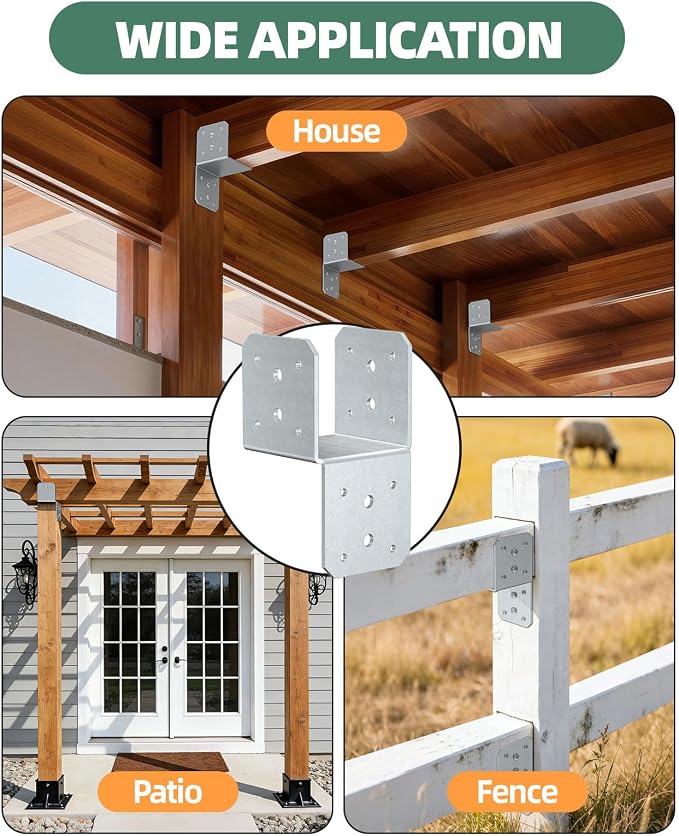 Heavy Duty Angle Brackets for 4x4，4x6 Post, Galvanized 4-Pack | 4MM Thick - Image 7