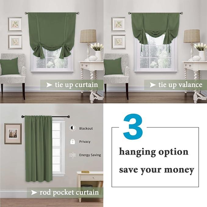 H.VERSAILTEX Blackout Tie Up Curtain Thermal Insulated Curtains Bathroom - Image 4