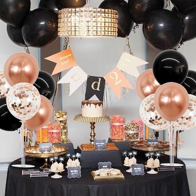 TONIFUL 4 Set Black Rose Gold Balloon Centerpieces - Image 5