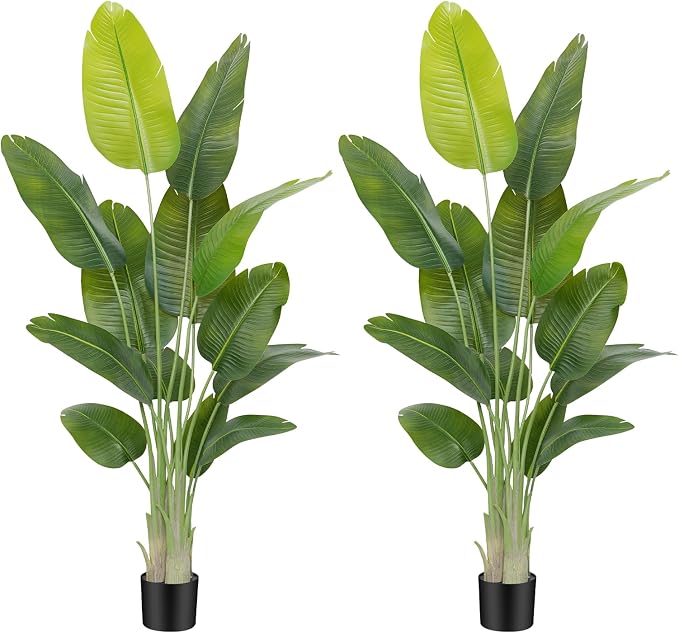 Lifelike Bird of Paradise Artificial Plant, 6ft Faux Banana Leaf Tree by Keeplush