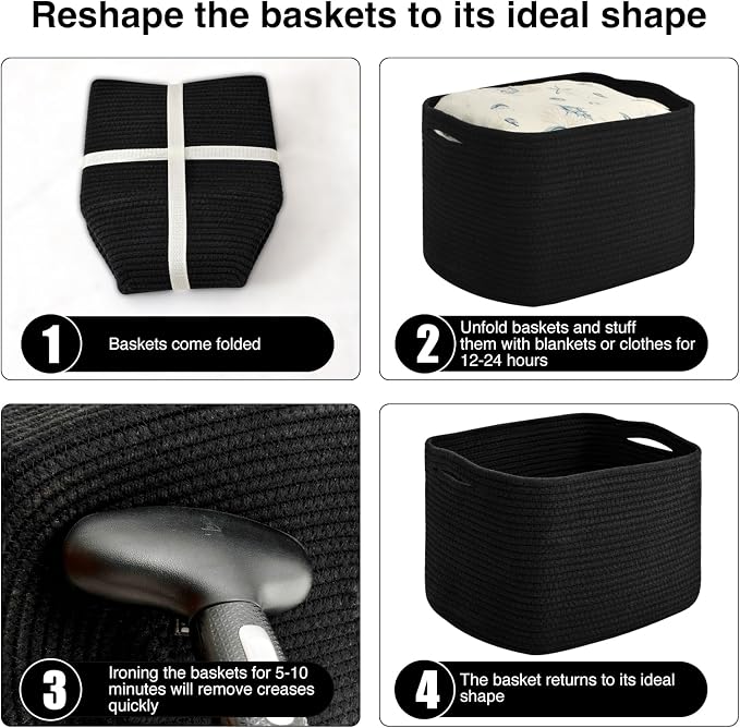 ICERZCZ Storage Baskets for Organizing & Shelves, Woven Cotton Rope - Image 7