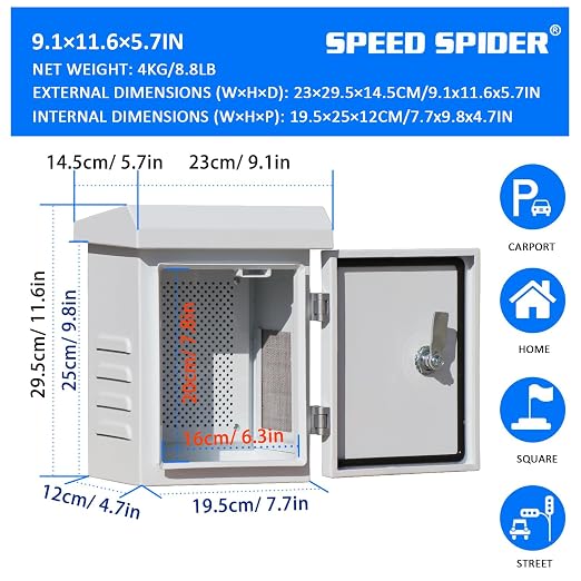 Outdoor Nema Electrical Enclosure Box9 x12 x6 Removable Mount Plate&FanVent | - Image 2