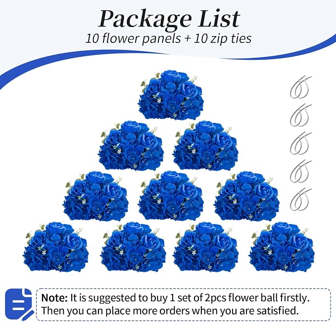 BLOSMON Artificial Flower Balls Wedding Centerpieces 10pcs 11.8" Royal Blue - Image 6