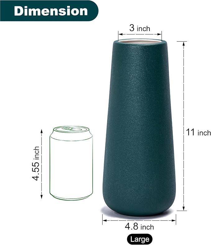 D'vine Dev 11 Inch Ceramic Flower Vase Textured Finishing, Minimalist Design - Image 4