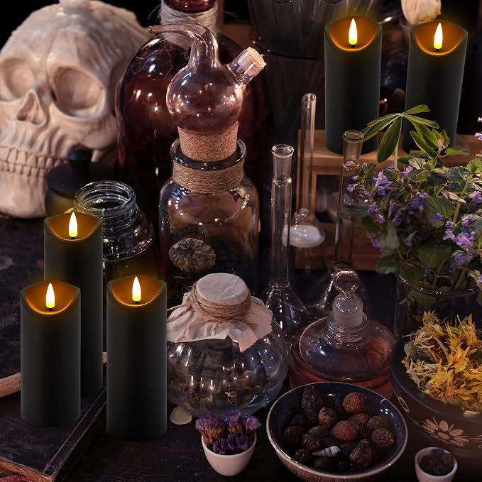 24 Pack Black Halloween Decoration Flickering Flameless Candles, Battery - Image 5