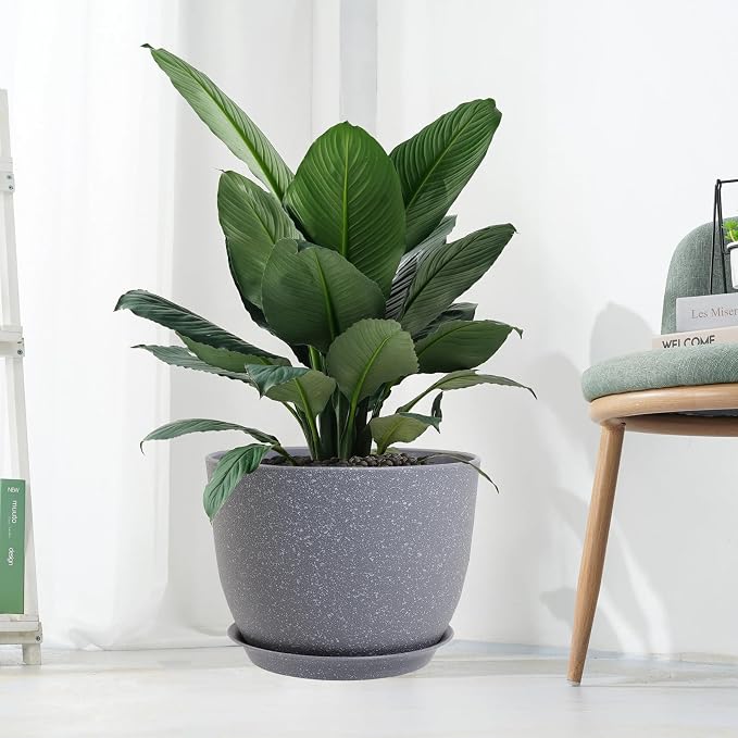 UOUZ 12inch Large Plant Pot, Modern Plastic Planter - Image 7