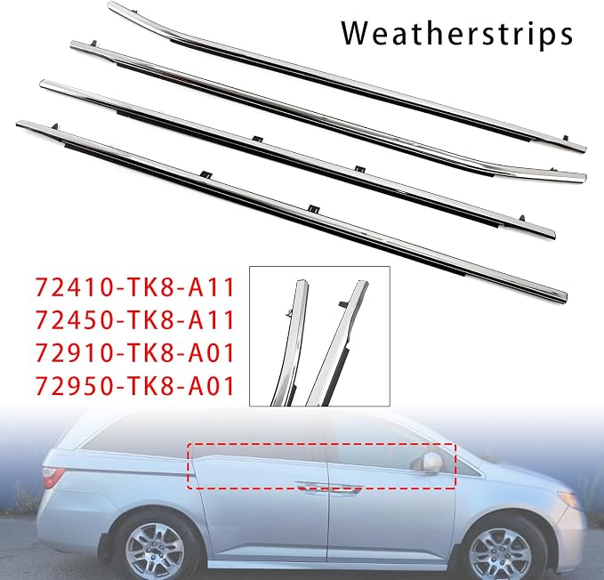 4PCS Door Belt Molding Weatherstrip Seal Kit - Image 5