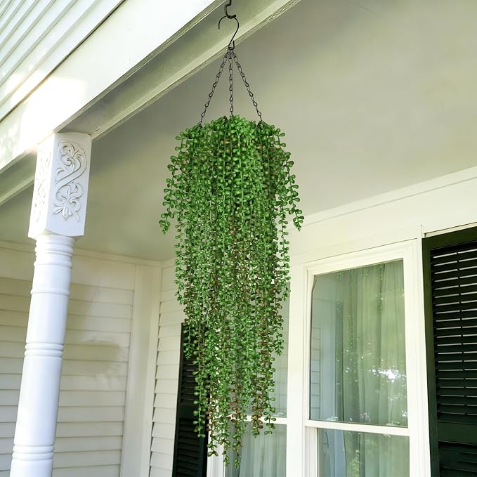 4Pcs Artificial Hanging Plants for Outdoors, Fake Vines Greenery | UV Resistant - Image 8