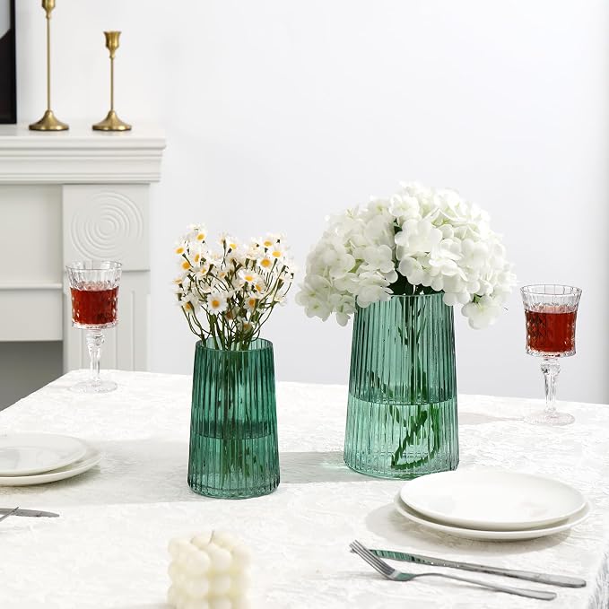 Ribbed Flower Vases Set of 2, Flower Vase - Image 5