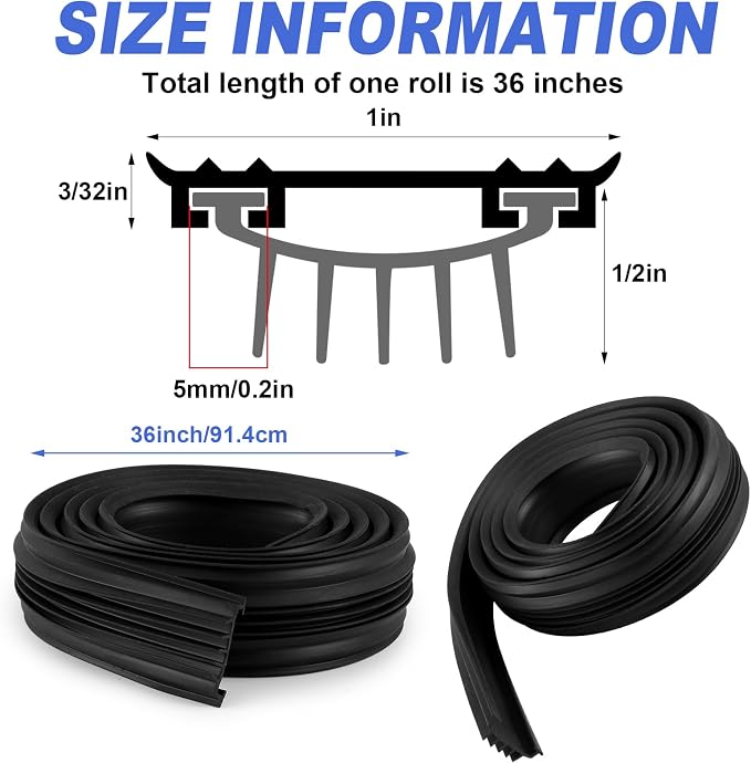 Nuanchu 1 Pc U Shaped Rubber Door Bottom Sweep, 36 Inch, Noise Reducing - Image 2