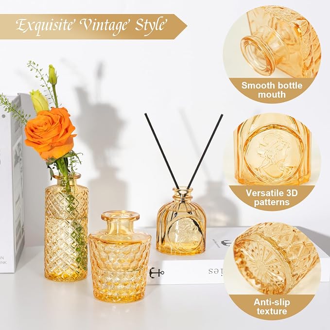 Clear Topaz Glass Bud Vase Set of 14 Pcs, Small Bud Vases in Bulk, Glass - Image 9