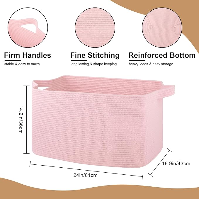OIASKET 95L Extra Large Blanket Basket, Rectangle Nursery Blanket Storage - Image 2