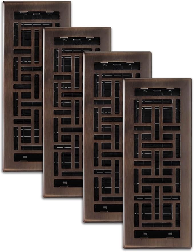 Decor Grates AJH412-RB Oriental Floor Register, 4x12 Inches, Rubbed Bronze by DecorGrates