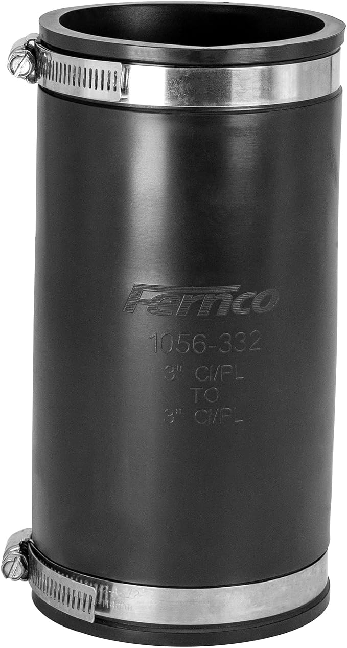 Fernco XL 1056-332 Flexible Pipe Coupling 3” – Extra-Long DWV Connector by FerncoInc