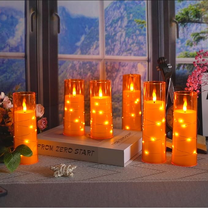 Eebuss Flameless Candles with Embedded Star String, Battery Operated LED Pillar - Image 2