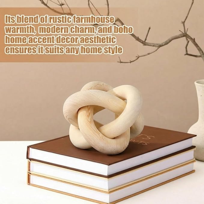 Yalikop 3 Link Wood Knot Decor Rustic Table Shelf Home Decor Accents - Image 4