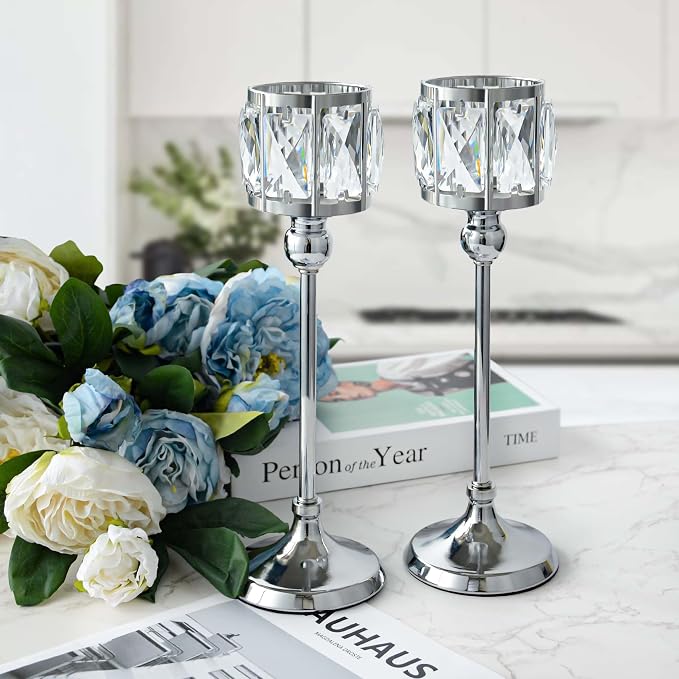 2 Pcs Crystal Bowl Tealight Candelabra Votive Candle Stand, Wedding centerpieces - Image 2