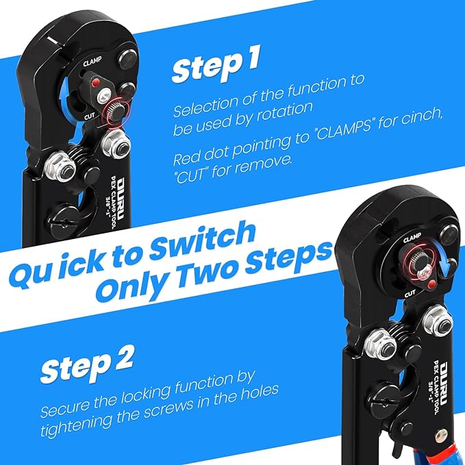 OURU PEX Crimping Tool Kit, Cinch & Remove, 3/8" to 1", PEX Cutter & Clamps | 2 - Image 3