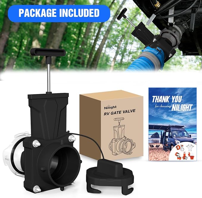 Nilight RV Sewer Valve, Camper Black Tank Gate Valve - Image 7