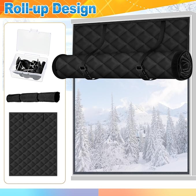 Fanfanwin 2 Pcs 63 x 39 Inches Window Insulation Curtain Kit Winter Thermal - Image 7