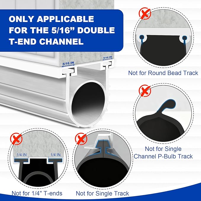 DGSL Garage Door Bottom Seal, 5/16 T-End Rubber Weather Stripping, 20 FT | U+O - Image 4