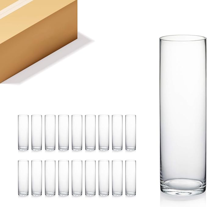 WGVI Quality Thick Weighted Clear Cylinder Glass Vases, Flower Bud Vase Skinny by WGVInternational-OpusGlassware