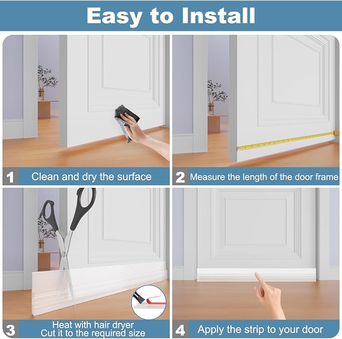 Door Draft Stopper, Door Sweep for Bottom of Door, Under Door Gap Filler for - Image 8