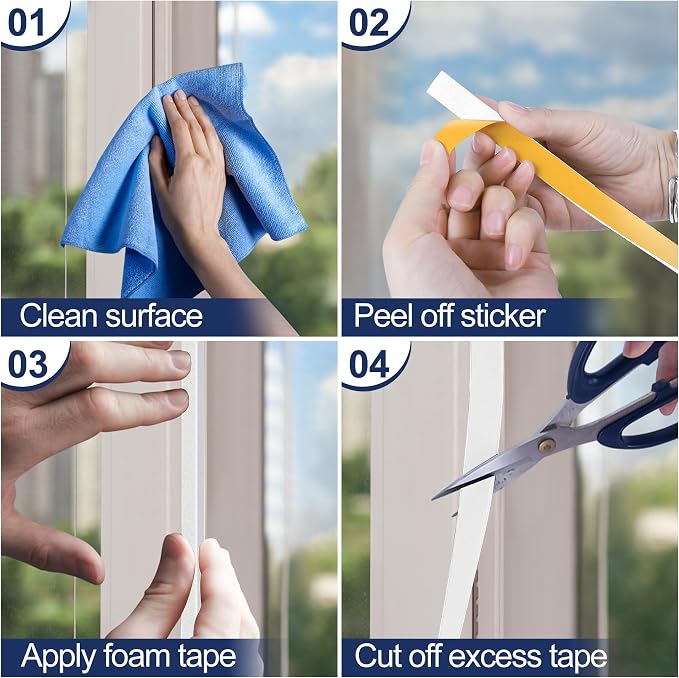 13Ft Foam Tapes Self Adhesive Foam Seal Strips 2In x 1/4In x 6.5Ft Each Roll - Image 6