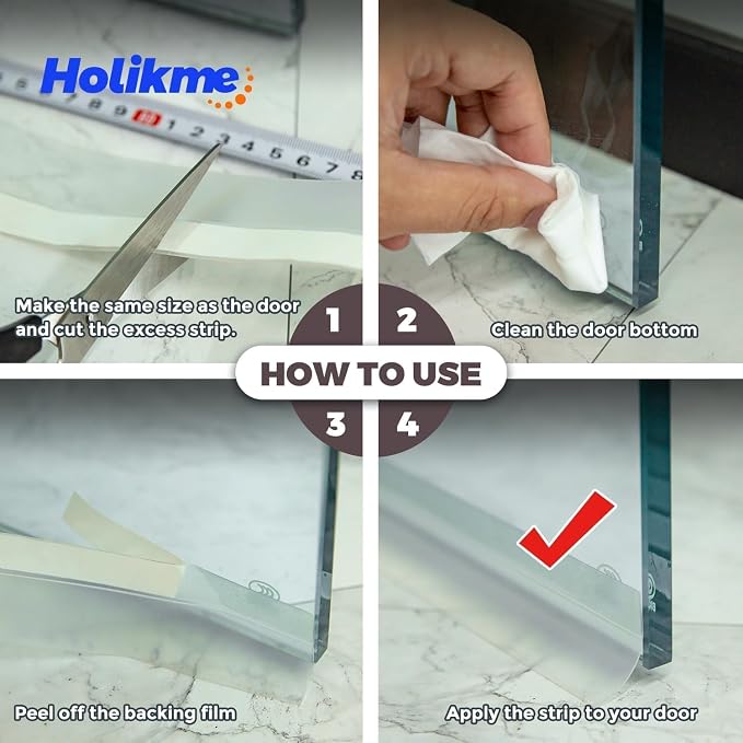 Holikme Weather Stripping Door Seal, Shower Door Bottom Seal, 1.4" W-65Feet | - Image 6