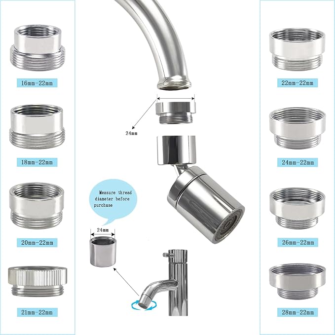 Faucet Aerator Adapter, 21mm Female to 55/64" Male | Chrome Brass Faucet - Image 3