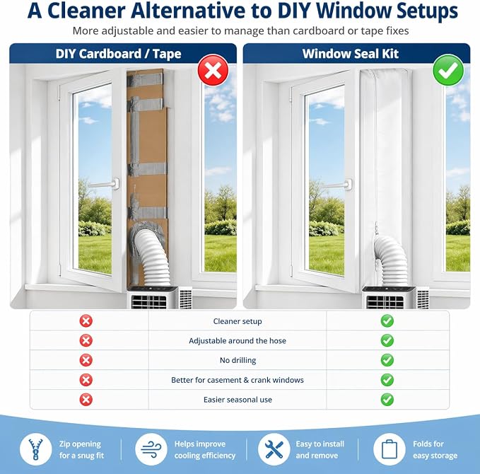 Portable AC Window Seal Kit for Casement & Crank Windows, 300CM/118" No-Drill - Image 5
