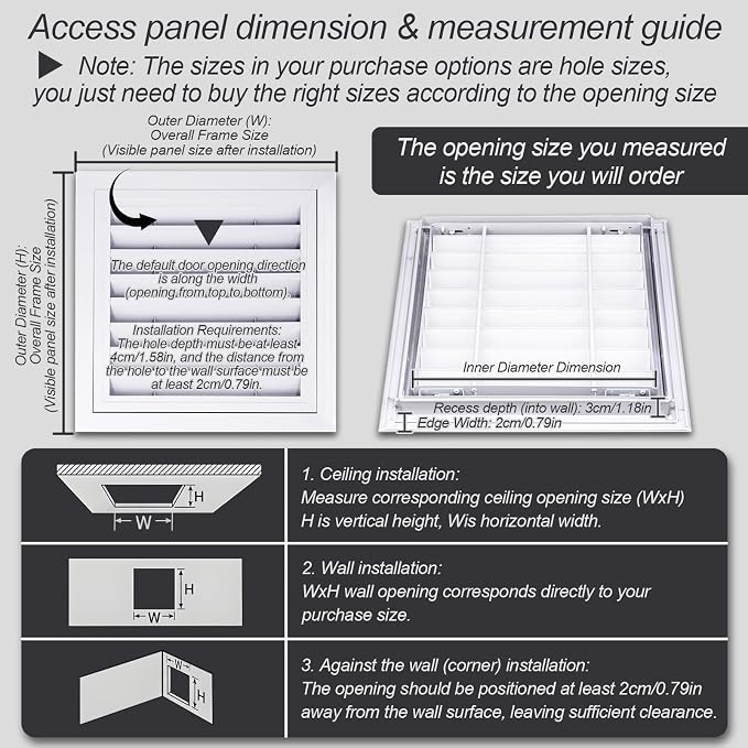 White Air Return Grille, Aluminum Access Panel - Image 2