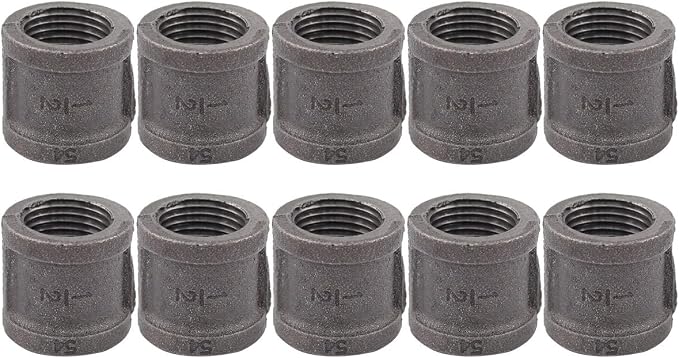 10 Pack Black Malleable Iron Cast Pipe Fitting 1/2" Inch Coupling | by ApplianPar