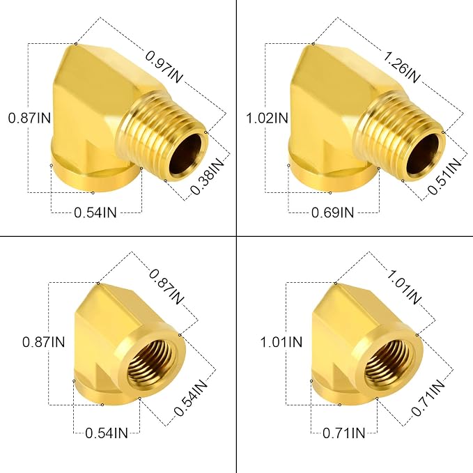 GASHER 26PCS Brass Pipe Fitting Kit, Hex Bushing, Hex Nipple, 90 Degree - Image 2