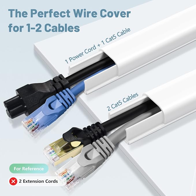 Wire Covers for 2 Cords, Wire Hider on Wall Mounted, Cable Concealer for - Image 4