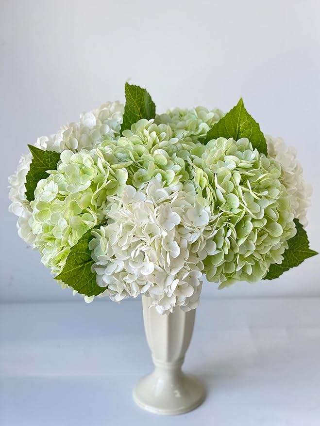 YalzoneMet RUZUQE Light Green Hydrangea Artificial Flowers, 21 inch Faux Green - Image 6