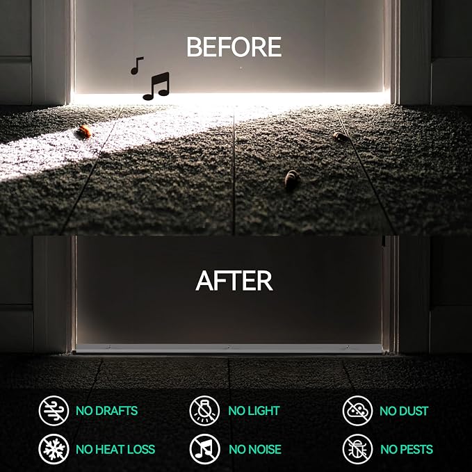 AMZNOVA Door Sweep Door Threshold Sweeper, Dust Bug Draft Stopper Storm - Image 2
