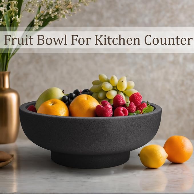 LIN CHUAN Decorative Bowl, Large Fruit Bowl, Artificial Stone Black | Fruit Bowl - Image 4