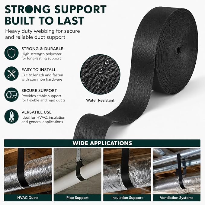 Heavy Duty Duct Strap, 1.95 in x 147 ft Nylon Webbing - Image 4